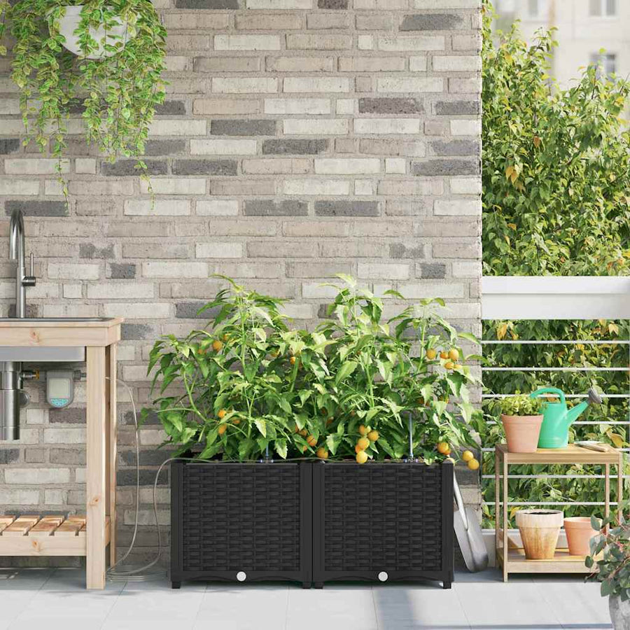 Tuin Bloempot 2 pcs Zwart Staal