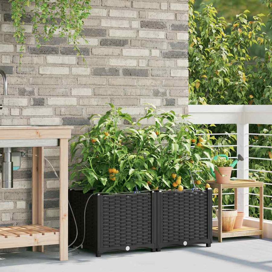 Tuin Bloempot 2 pcs Zwart Staal