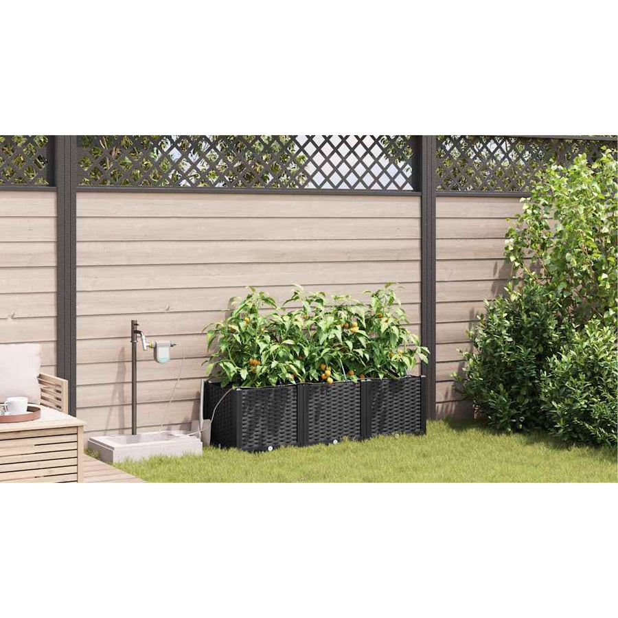 Tuin Bloempot 3 pcs Zwart Staal