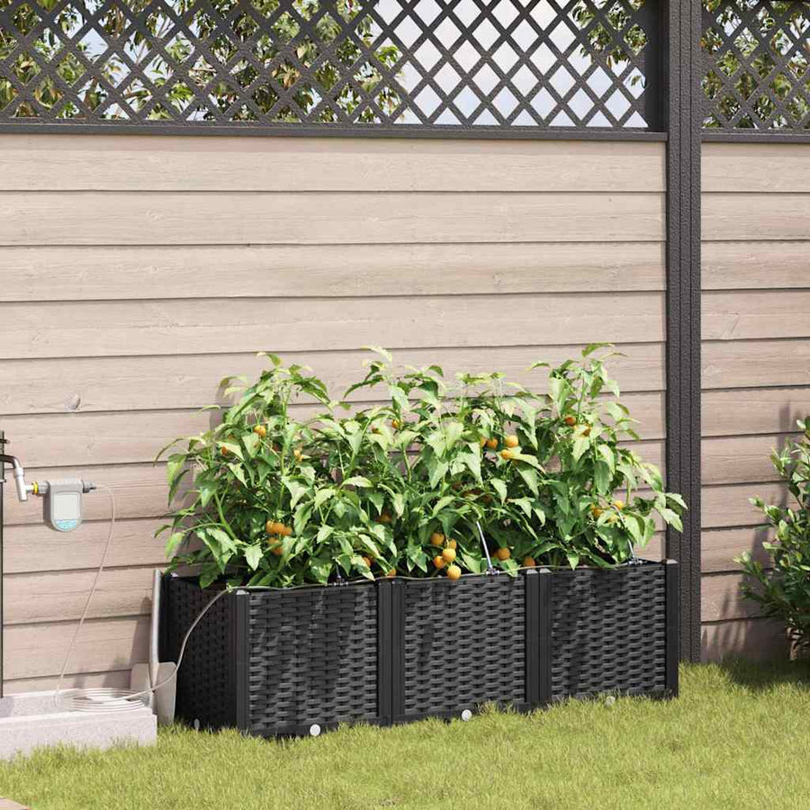 Tuin Bloempot 3 pcs Zwart Staal