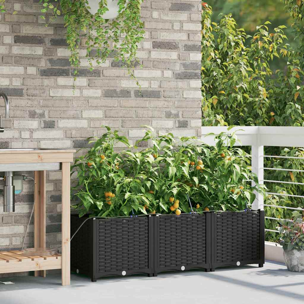Tuin Bloempot 3 pcs Zwart Staal