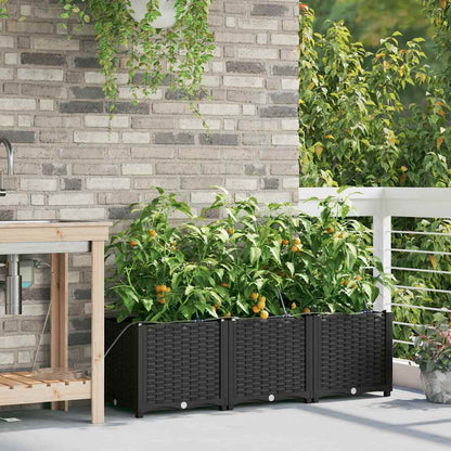 Tuin Bloempot 3 pcs Zwart Staal