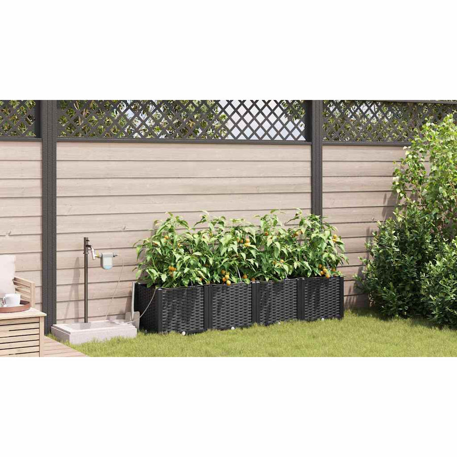 Tuin Bloempot 4 pcs Zwart Staal