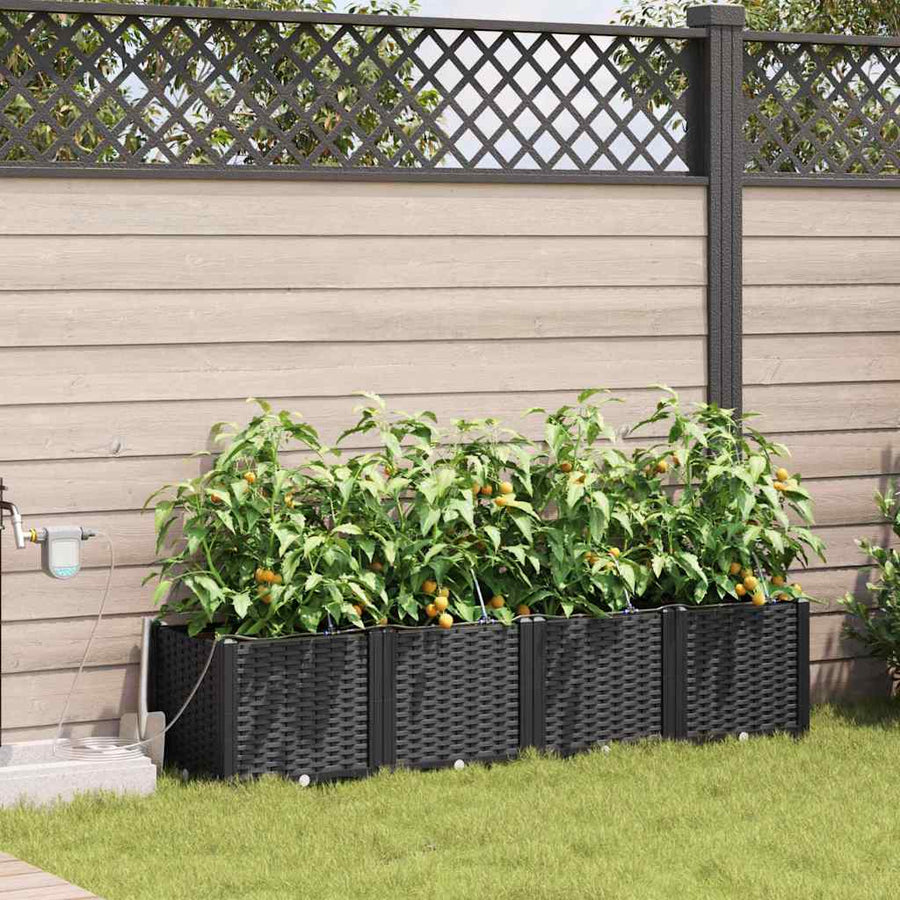 Tuin Bloempot 4 pcs Zwart Staal