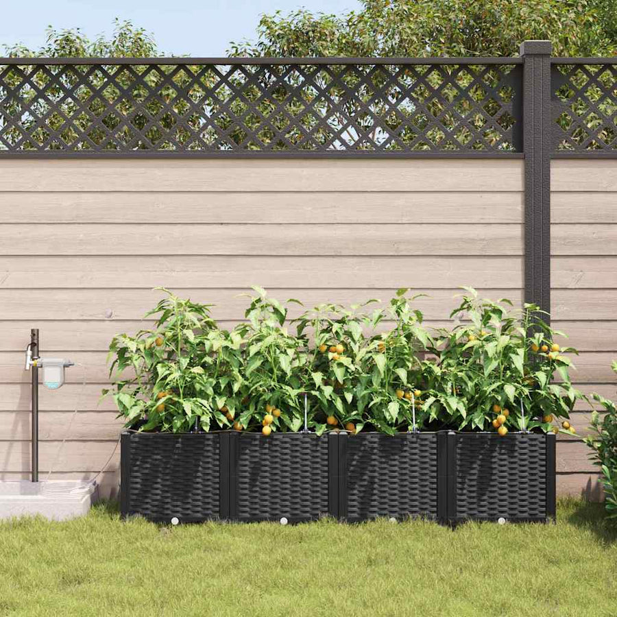 Tuin Bloempot 4 pcs Zwart Staal