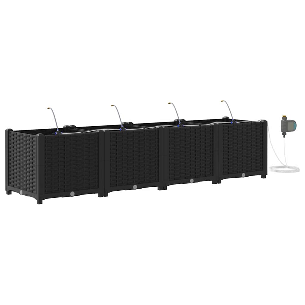 Tuin Bloempot 4 pcs Zwart Staal