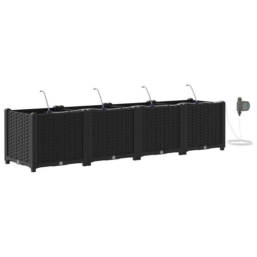 Tuin Bloempot 4 pcs Zwart Staal
