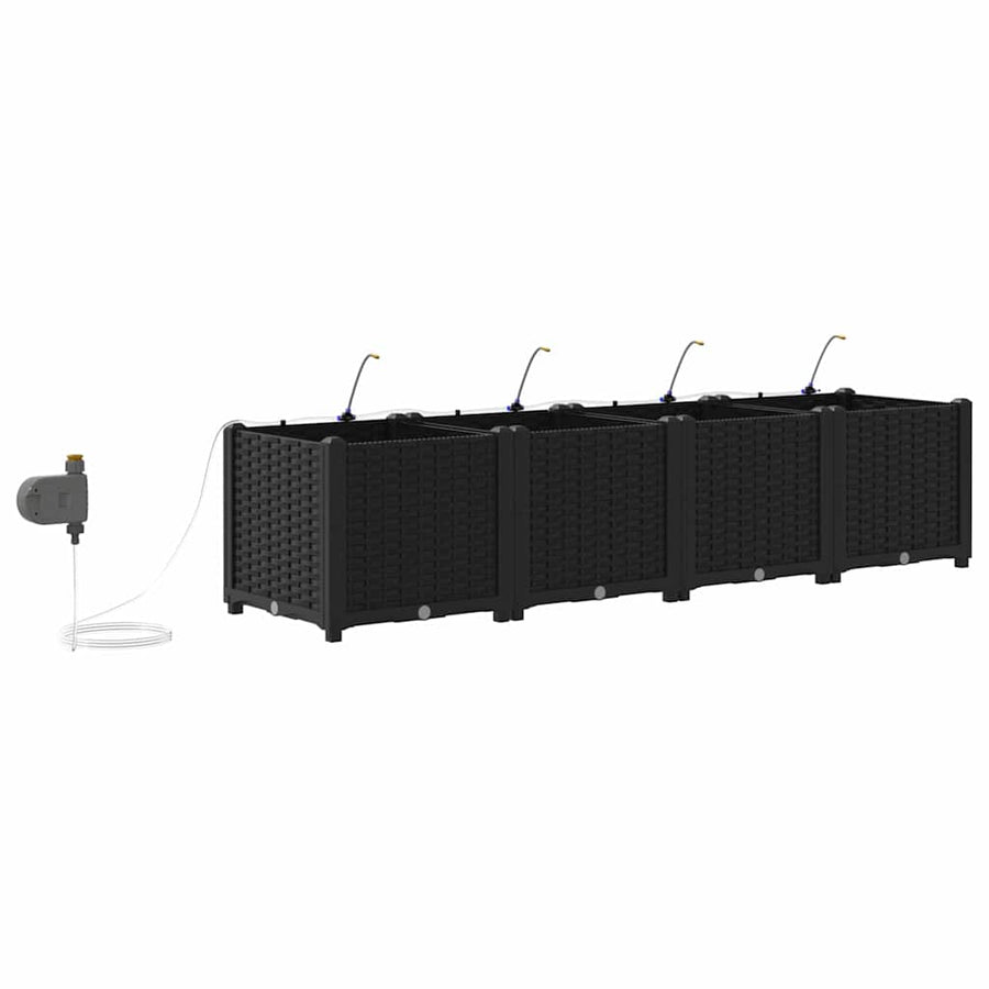 Tuin Bloempot 4 pcs Zwart Staal
