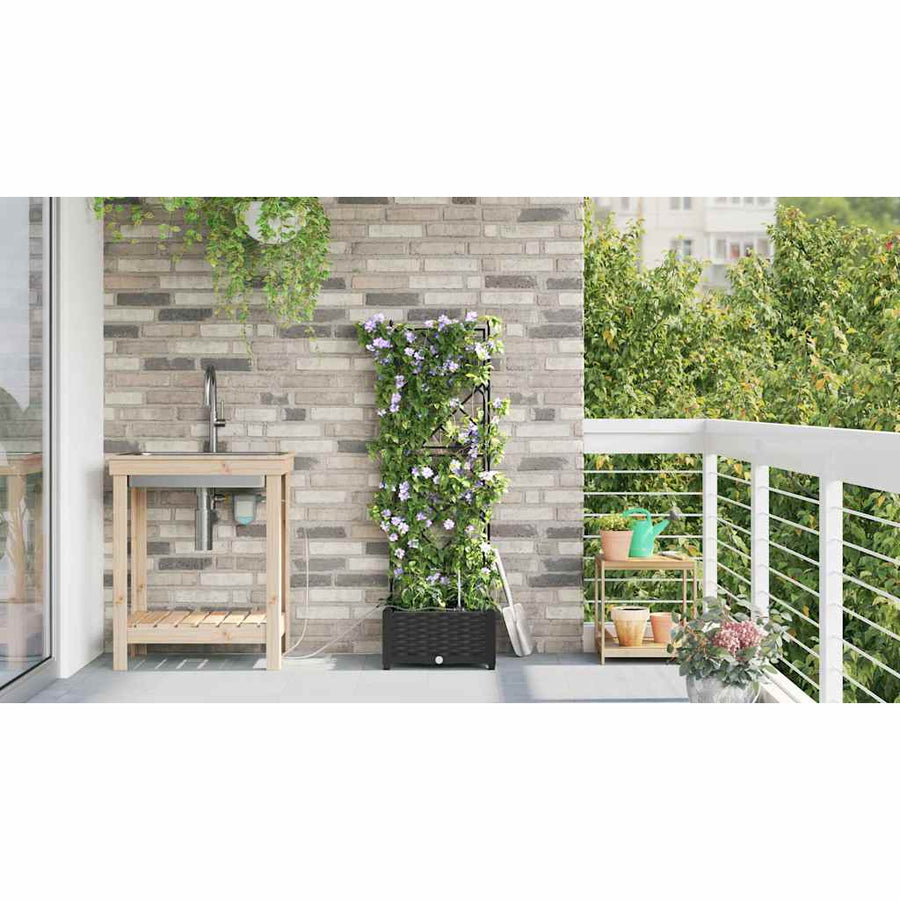 Tuin Bloempot Zwart 40 x 40 x 126 cm Staal
