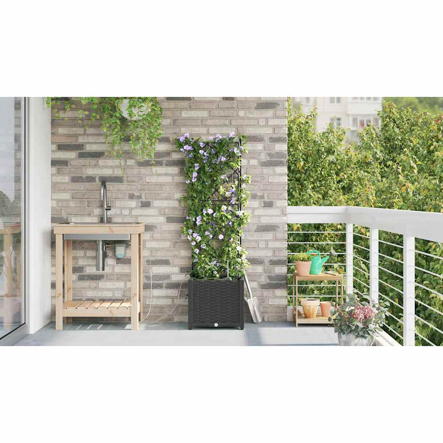 Tuin Bloempot Zwart 40 x 40 x 142 cm Staal