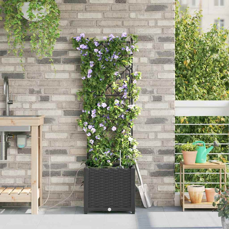 Tuin Bloempot Zwart 40 x 40 x 142 cm Staal