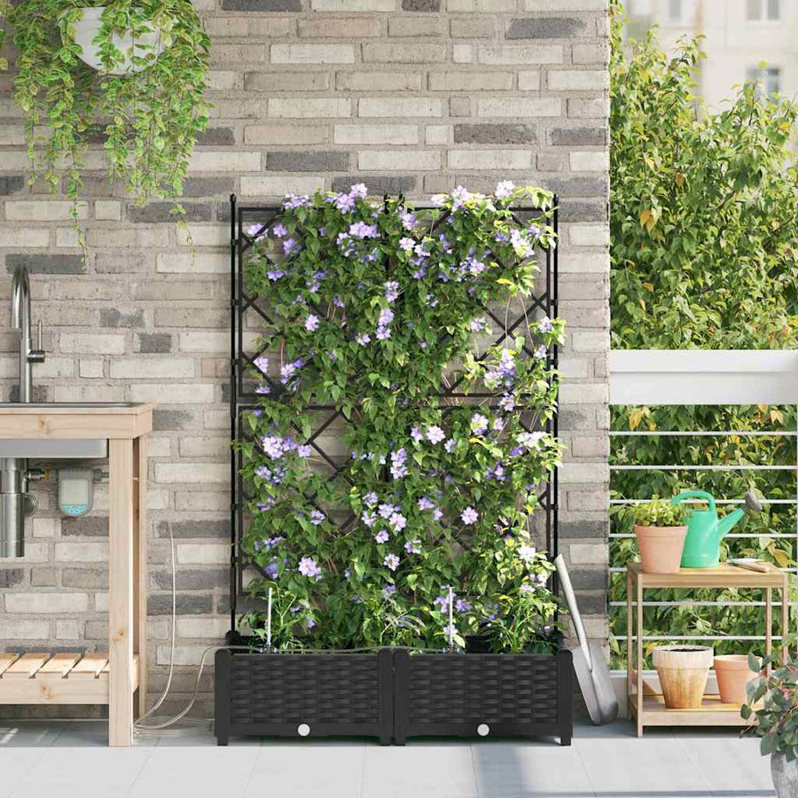 Tuin Bloempot 2 pcs Zwart Staal