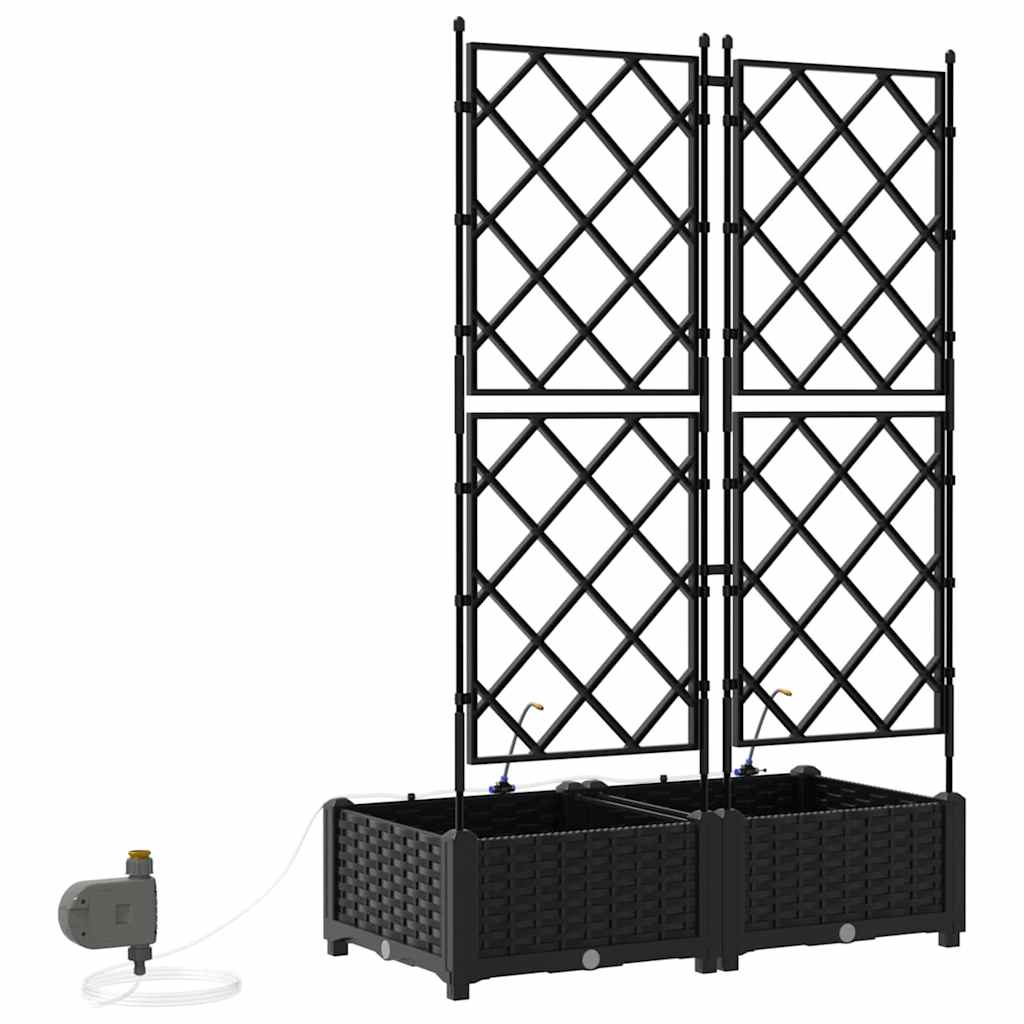 Tuin Bloempot 2 pcs Zwart Staal