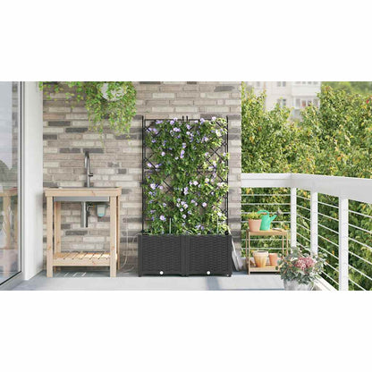 Tuin Bloempot 2 pcs Zwart Staal