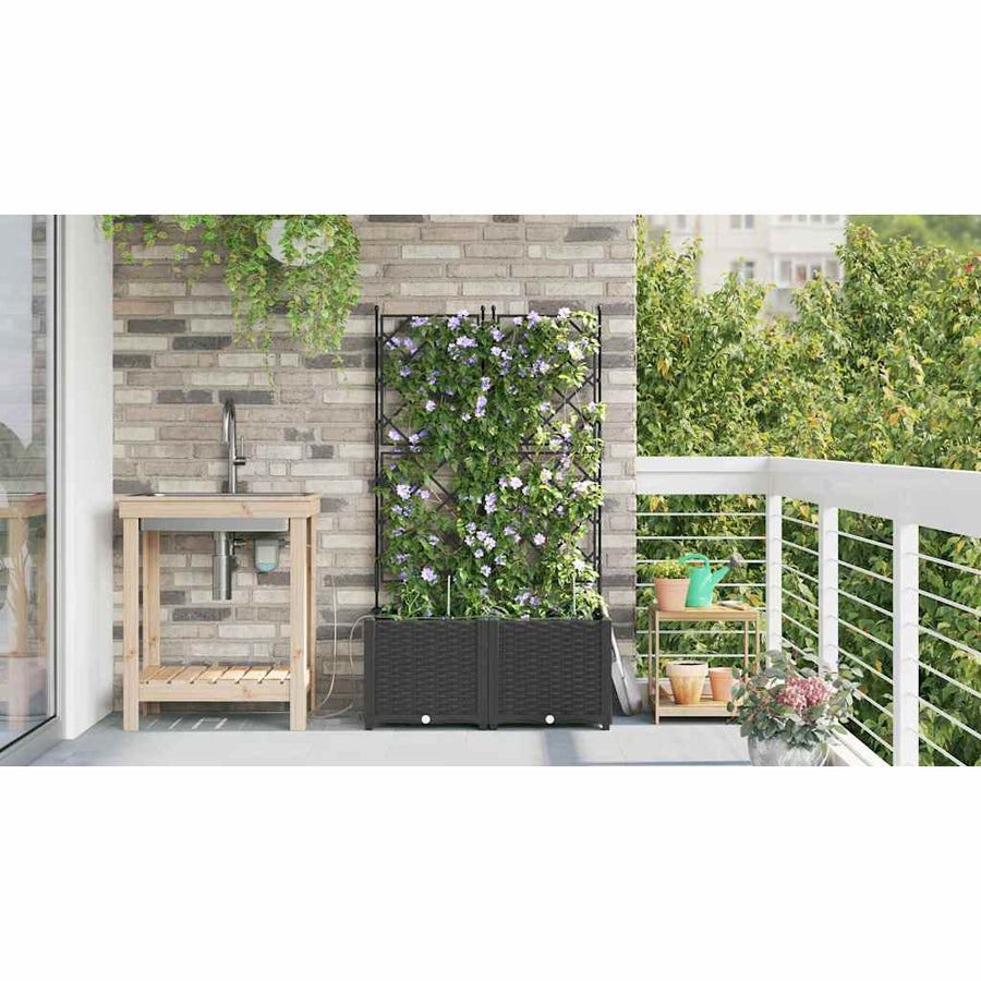 Tuin Bloempot 2 pcs Zwart Staal
