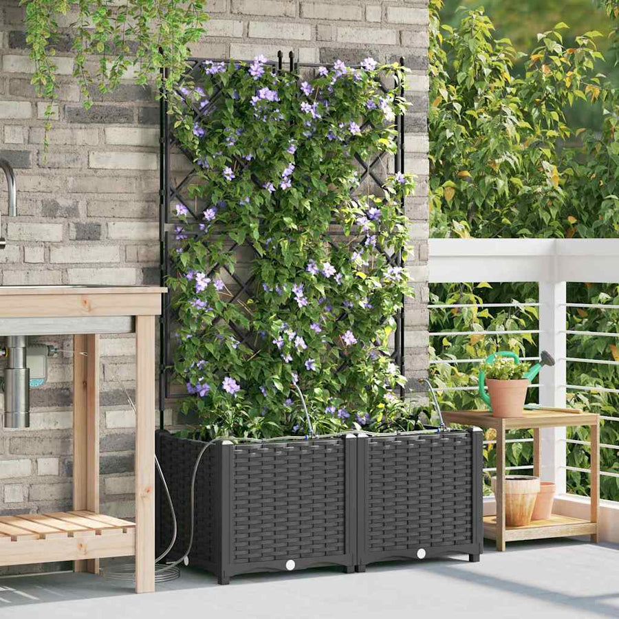 Tuin Bloempot 2 pcs Zwart Staal