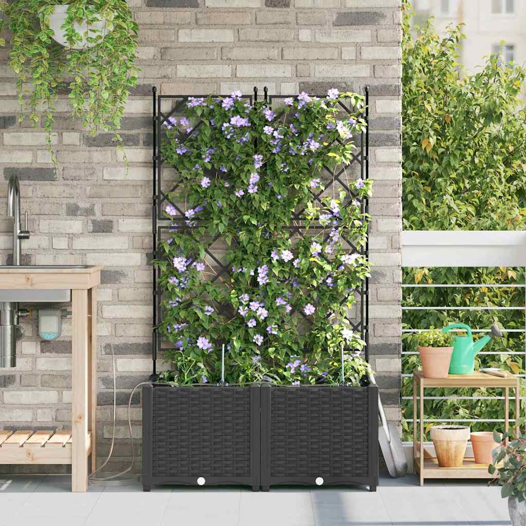 Tuin Bloempot 2 pcs Zwart Staal