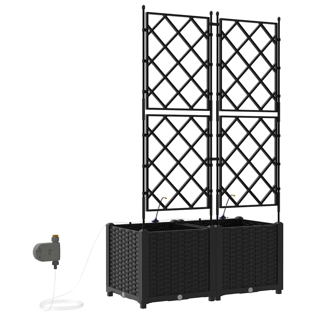 Tuin Bloempot 2 pcs Zwart Staal
