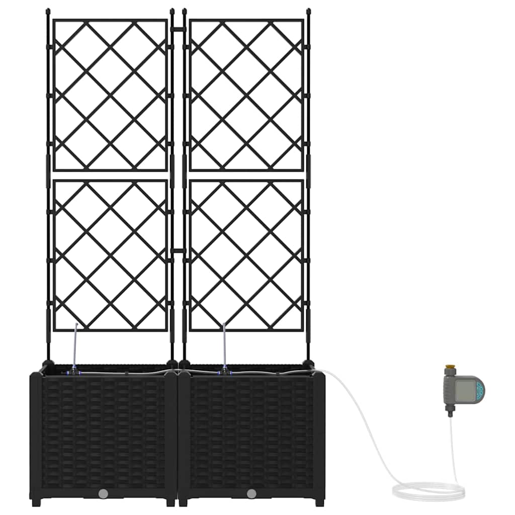 Tuin Bloempot 2 pcs Zwart Staal