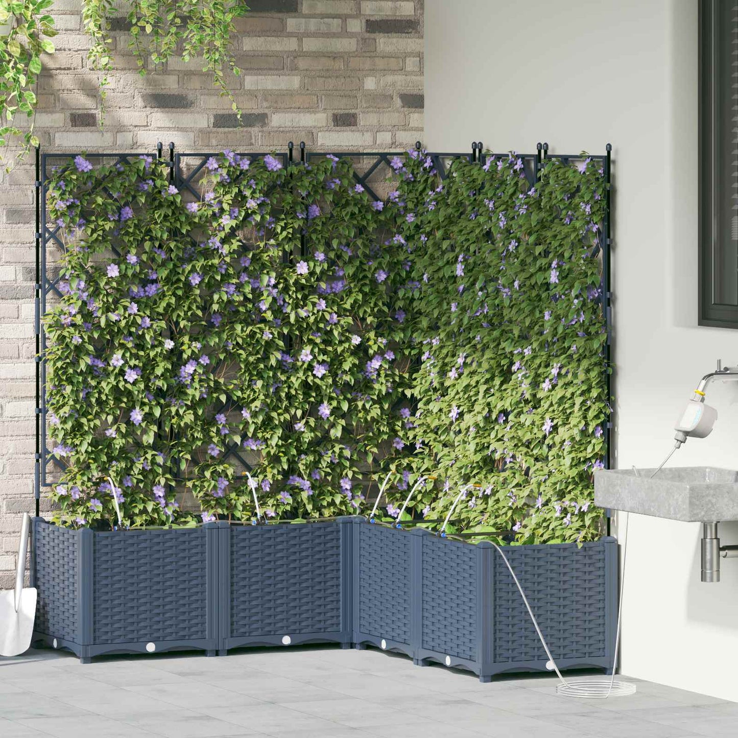 Plantenbak Grijs 40 x 40 x 143 cm PP