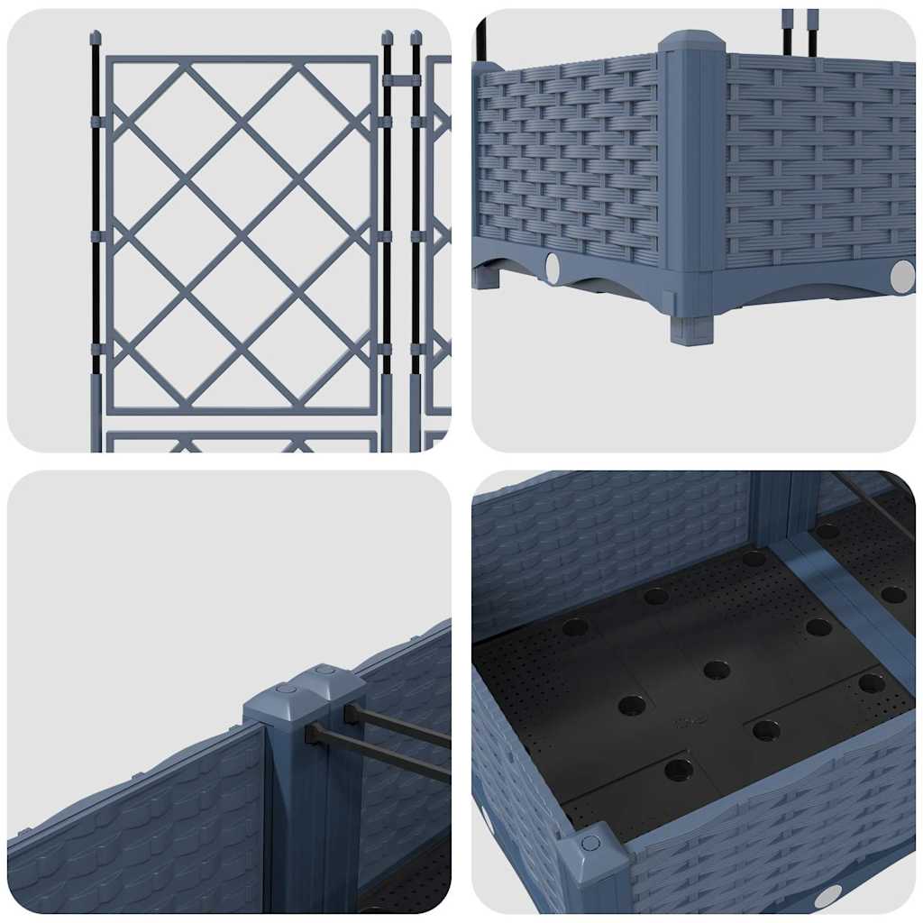 Tuin Bloempot 3 pcs Grijs 120 x 40 x 125,5 cm Staal