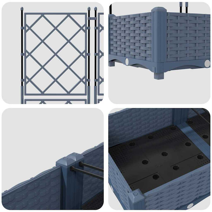 Tuin Bloempot 3 pcs Grijs 120 x 40 x 125,5 cm Staal