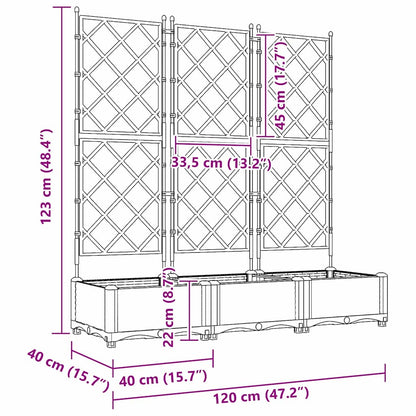 Tuin Bloempot 3 pcs Grijs 120 x 40 x 125,5 cm Staal