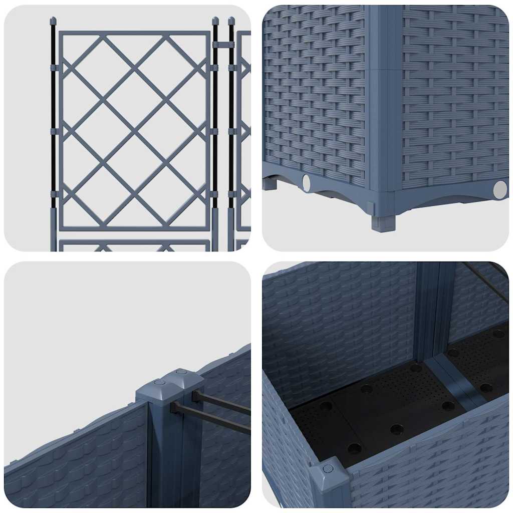 Plantenbak 3 st Grijs 80 x 80 x 143 cm PP