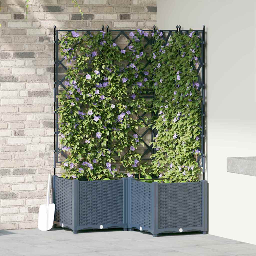 Plantenbak 3 st Grijs 80 x 80 x 143 cm PP