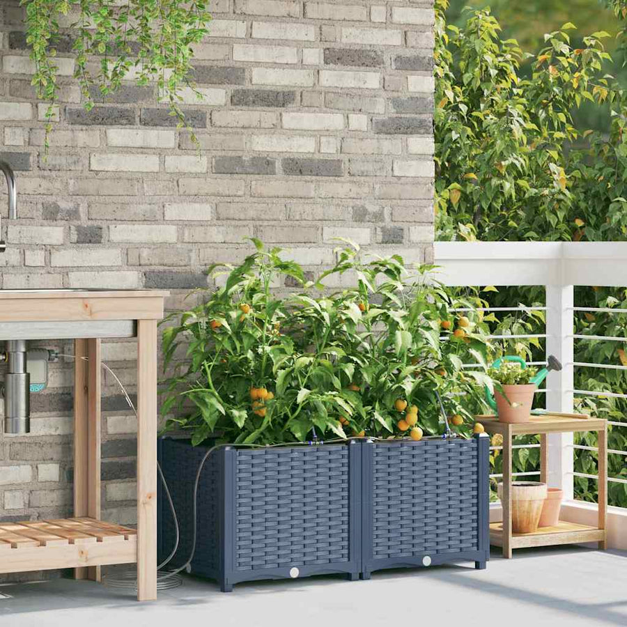 Tuinfafiers 1 stuk Basketweave met opslag Grijs 40 x 40 x 126cm Kunststof
