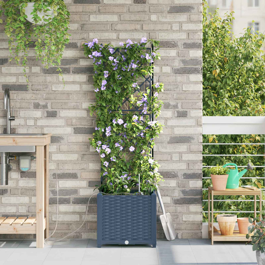 Tuin Bloempot Grijs 40 x 40 x 142 cm Staal