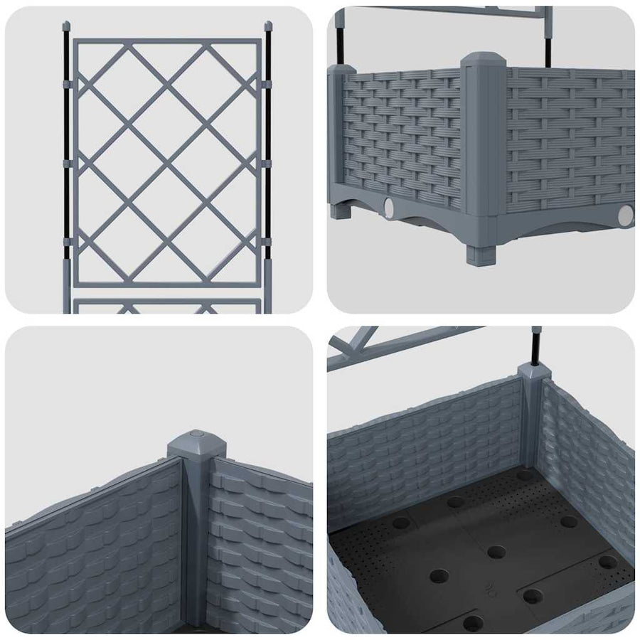 Tuin Bloempot Licht Grijs 40 x 40 x 125,5 cm Staal