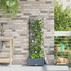 Bloempot met klimrek 40x40x125,5 cm staal lichtgrijs