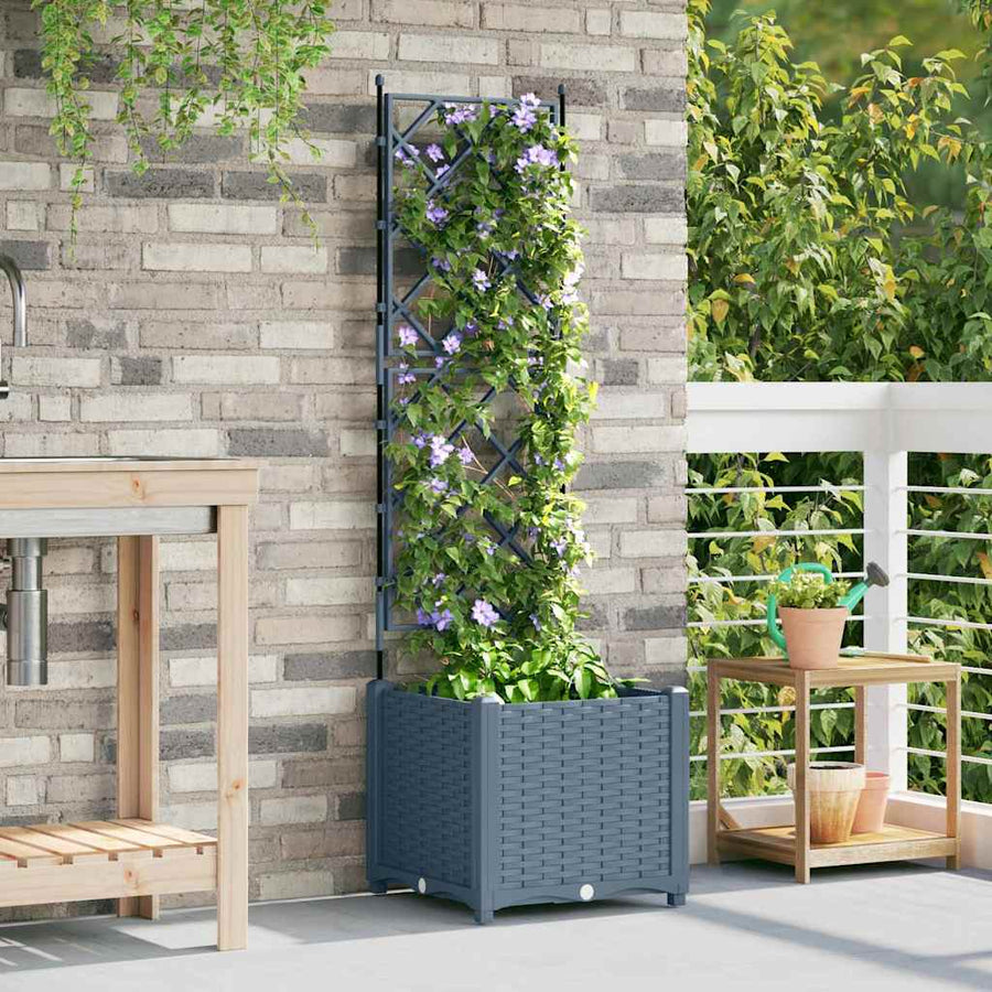 Tuin Bloempot Licht Grijs 40 x 40 x 143 cm Staal