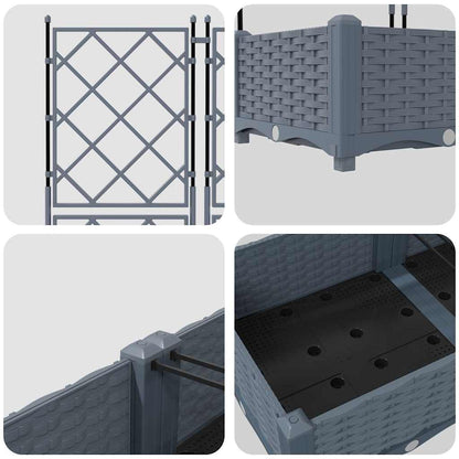Tuin Bloempot 2 pcs Licht Grijs 80 x 40 x 125,5 cm Staal