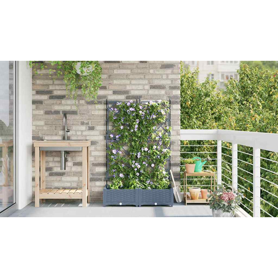 Tuin Bloempot 2 pcs Licht Grijs 80 x 40 x 125,5 cm Staal