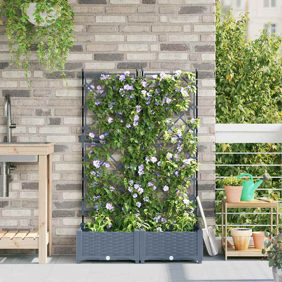 Tuin Bloempot 2 pcs Licht Grijs 80 x 40 x 125,5 cm Staal