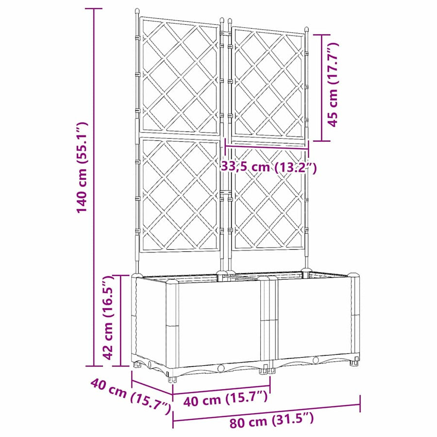 Tuin Bloempot 2 pcs Licht Grijs 80 x 40 x 143 cm Staal
