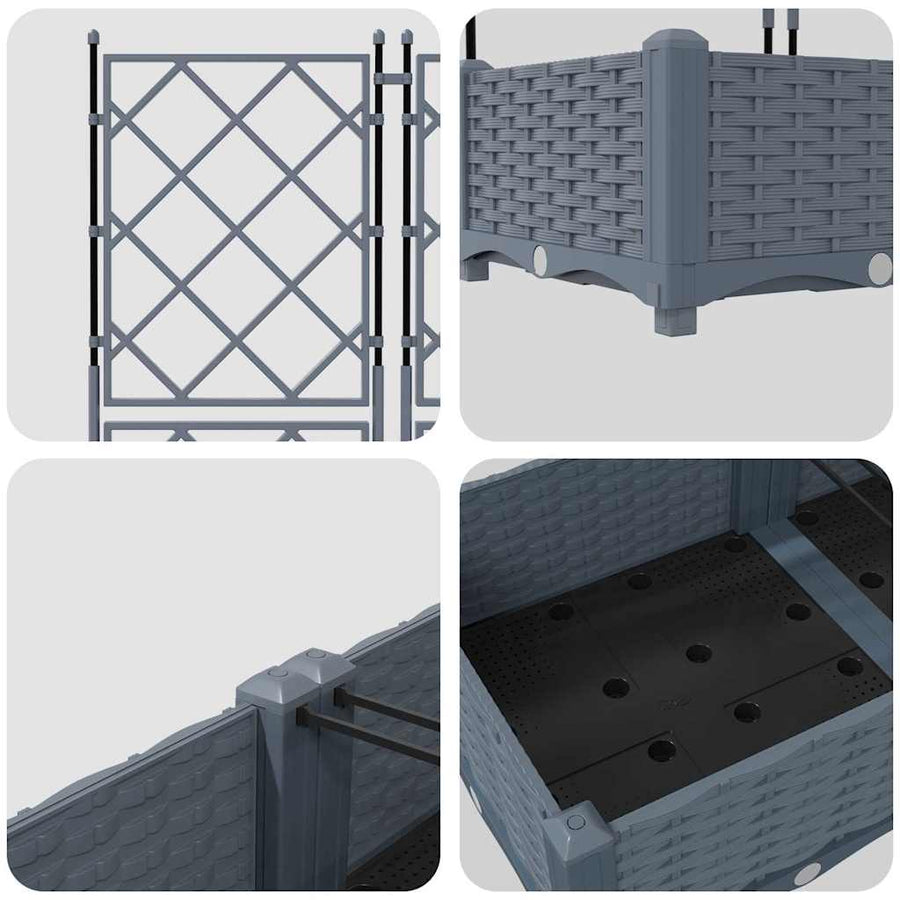 Tuin Bloempot 3 pcs Licht Grijs 120 x 40 x 125,5 cm Staal