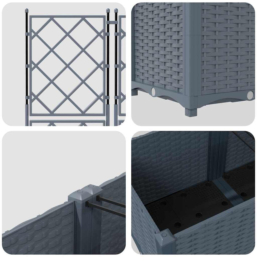 Tuin Bloempot 3 pcs Licht Grijs 80 x 80 x 143 cm Staal