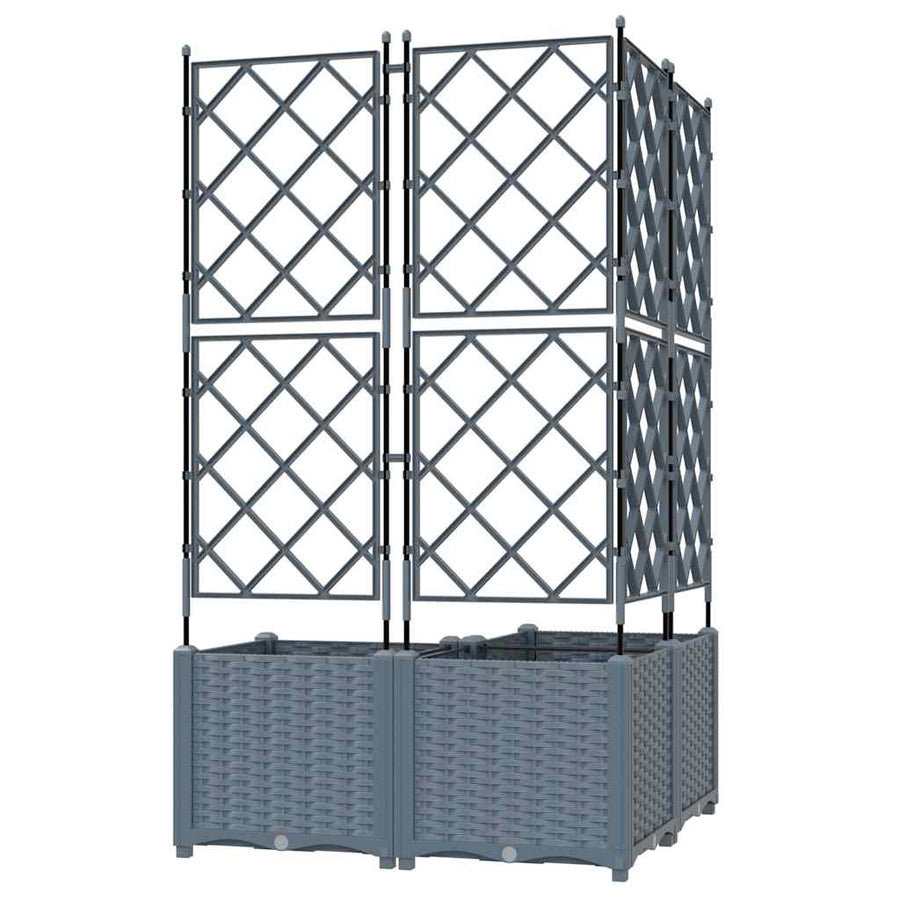 Tuin Bloempot 3 pcs Licht Grijs 80 x 80 x 143 cm Staal