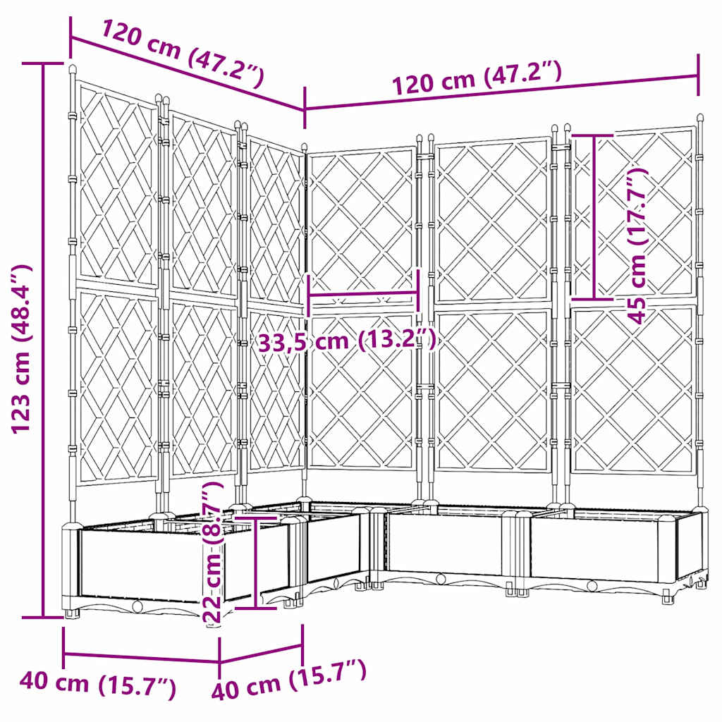 Tuin Bloempot 5 pcs Licht Grijs 120 x 120 x 125,5 cm Staal