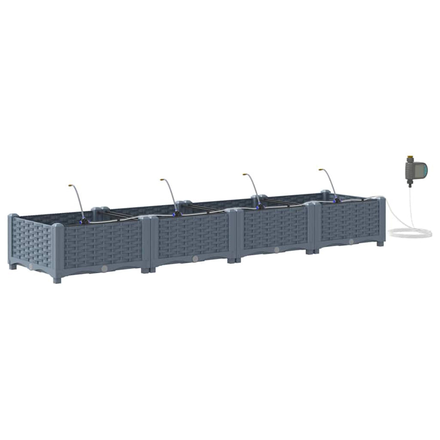 Tuin Bloempot 4 pcs Licht Grijs Staal
