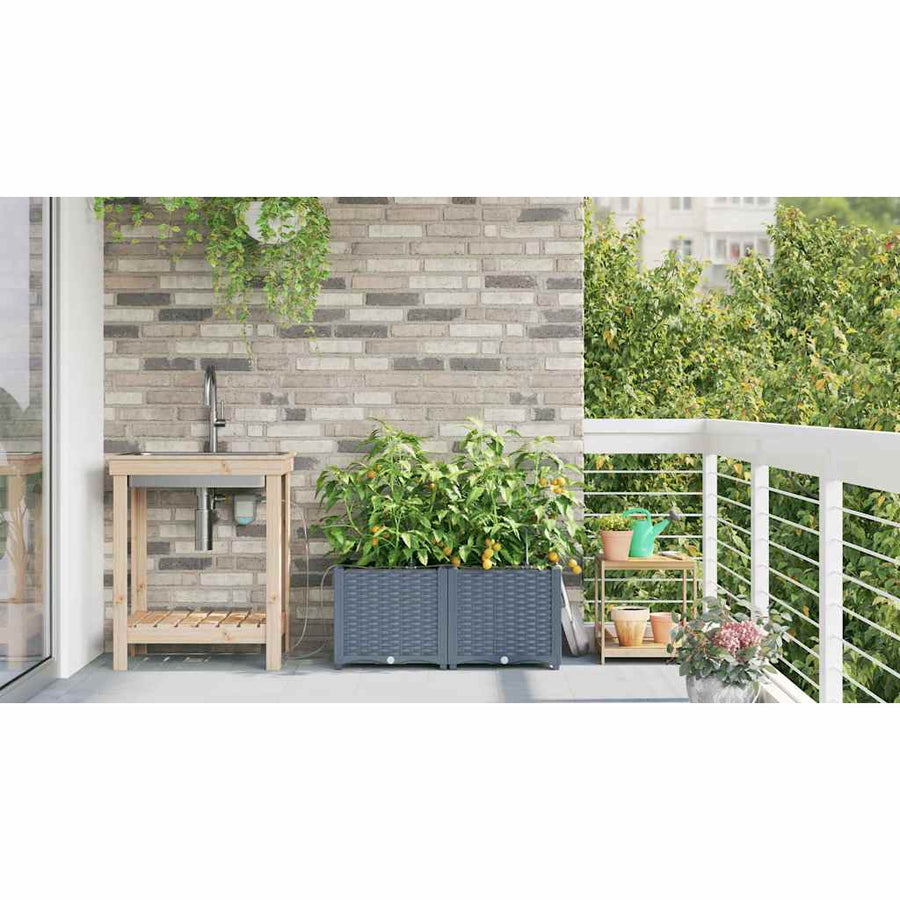 Tuin Bloempot 2 pcs Licht Grijs Staal