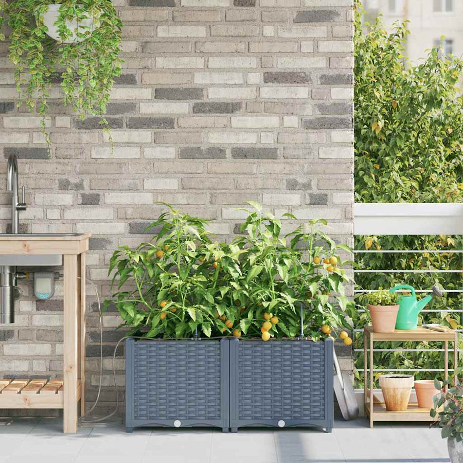 Tuin Bloempot 2 pcs Licht Grijs Staal