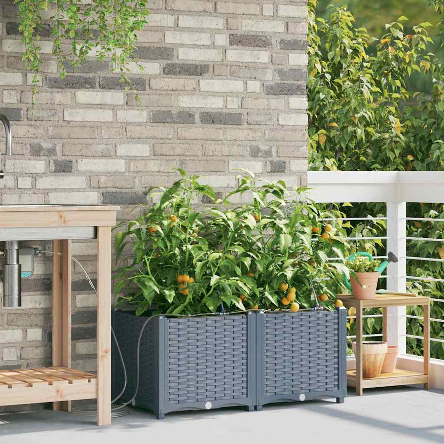 Tuin Bloempot 2 pcs Licht Grijs Staal