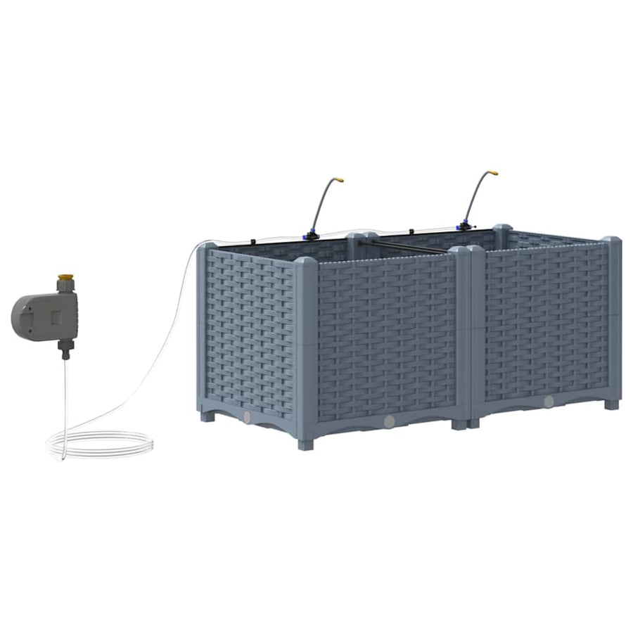 Tuin Bloempot 2 pcs Licht Grijs Staal
