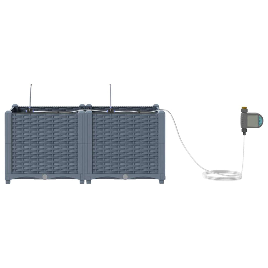 Tuin Bloempot 2 pcs Licht Grijs Staal