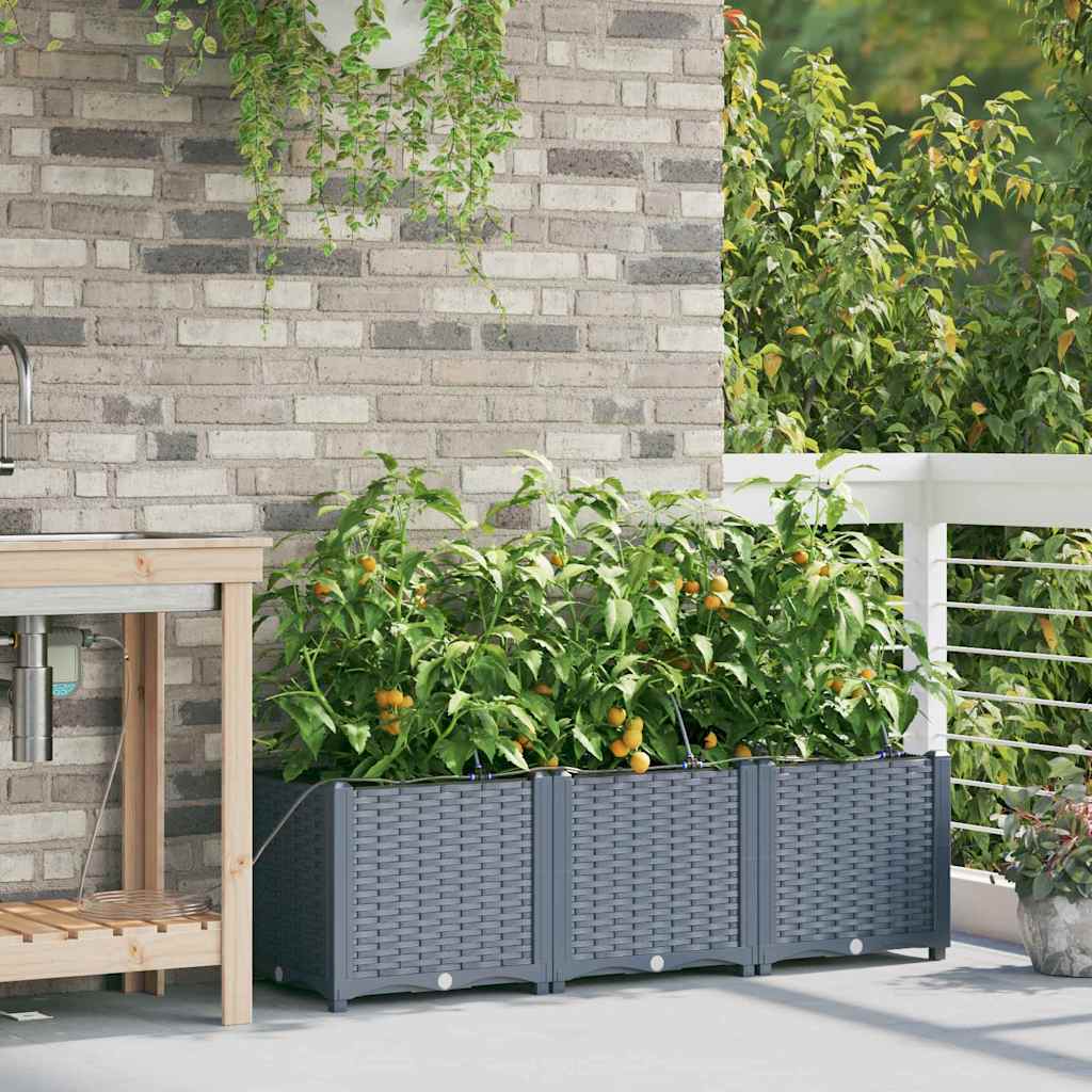 Tuin Bloempot 3 pcs Licht Grijs Staal