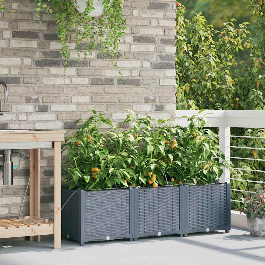 Tuin Bloempot 3 pcs Licht Grijs Staal